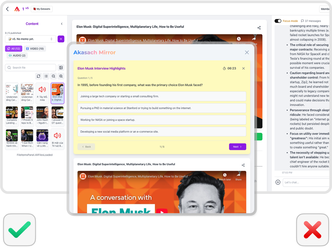 Akasach Mirror – Automatic Quiz Practice