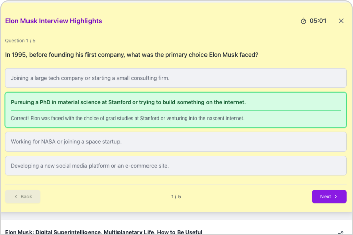 Create practice exercises for the exact content you need, right where you are learning